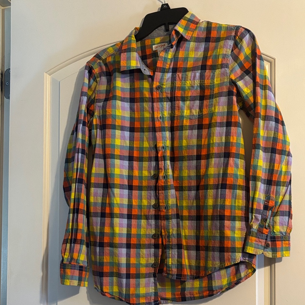 Cat & Jack Vibrant Plaid Button Down Shirt